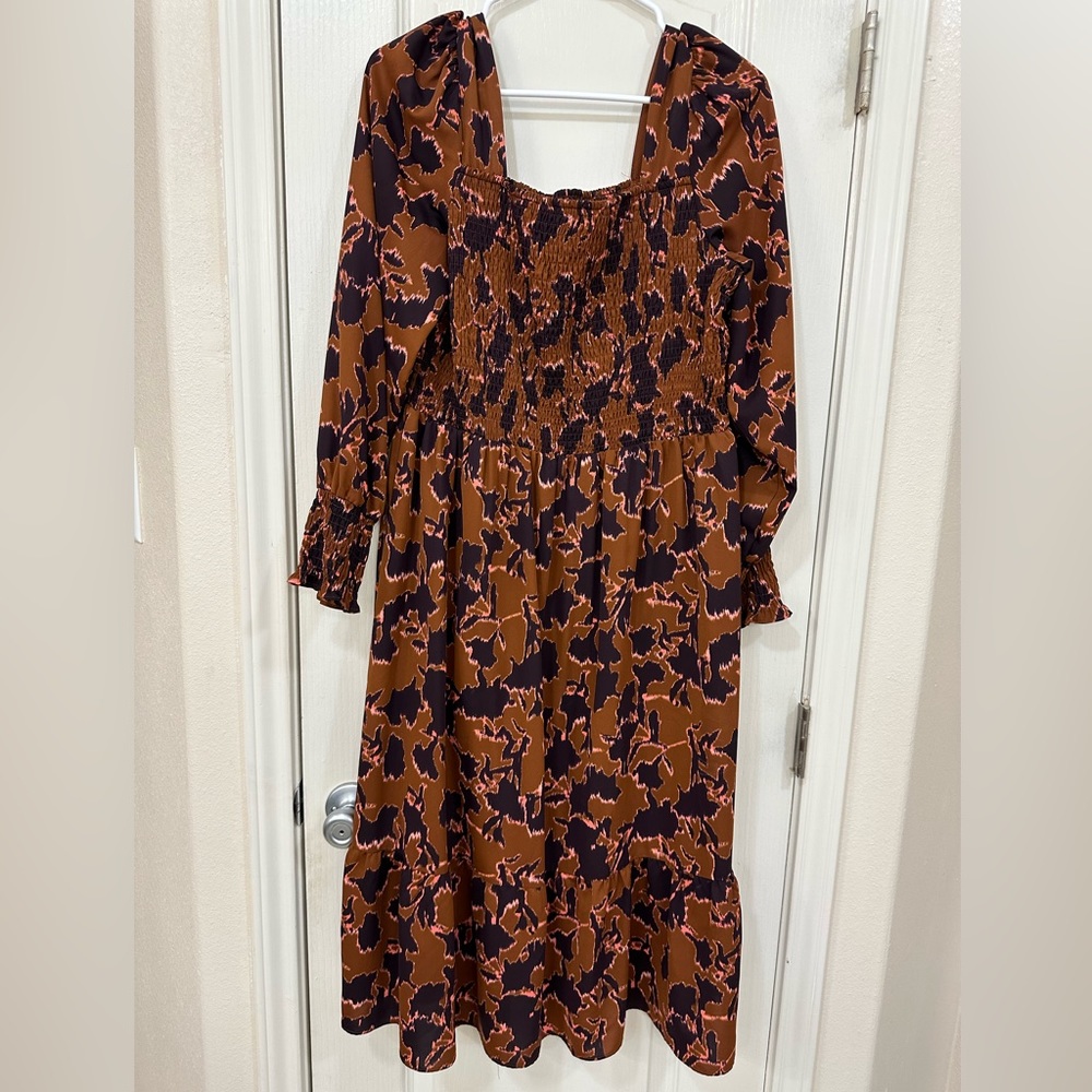 Nine West Womens Dress. Long Sleeve Square-neck. Size XL